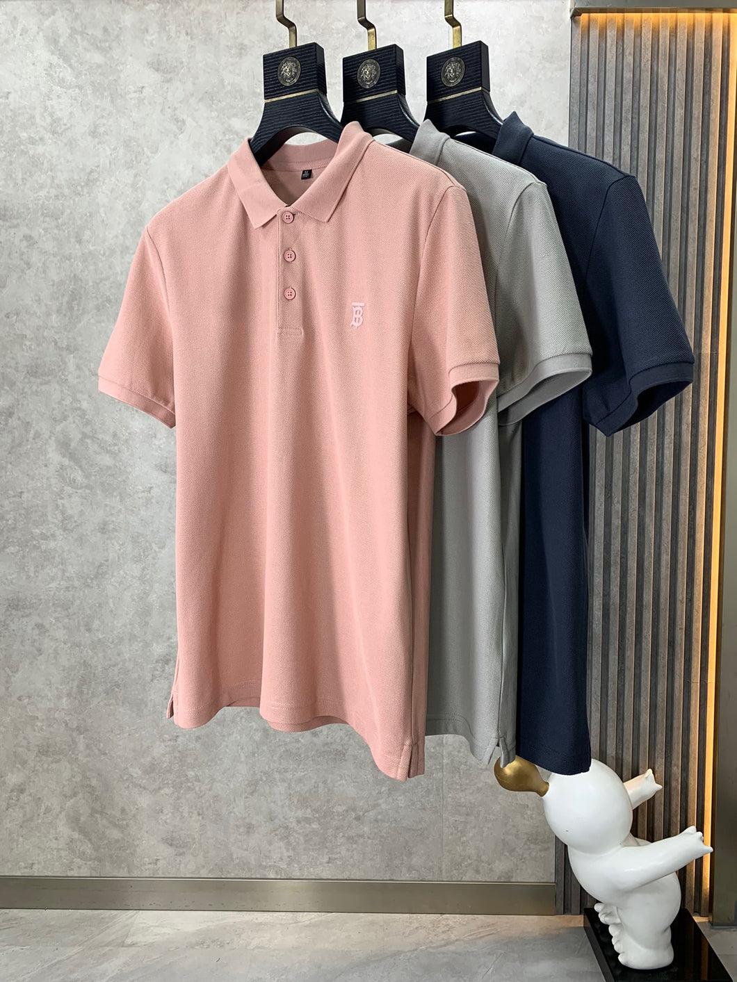 CLTH280 BUR Monogram Motif Cotton Piqué Polo Shirt