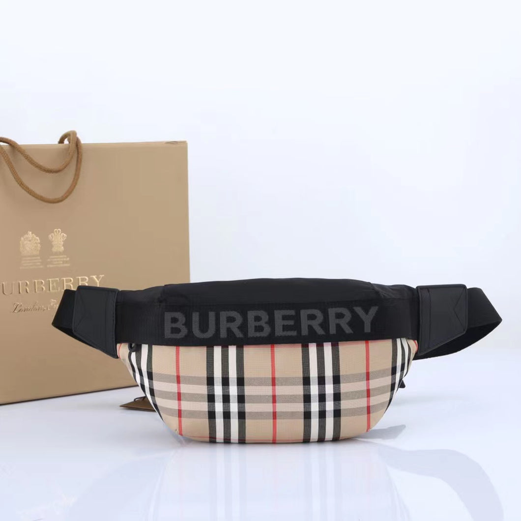 BUR090 Vintage Check Nylon Sonny Bum Bag / 12.2x3x6.3inch