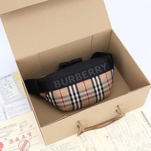 BUR090 Vintage Check Nylon Sonny Bum Bag / 12.2x3x6.3inch