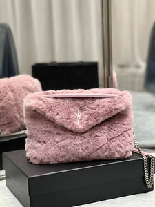 YSK192 Puffer Small Chain Bag in Quilted Shearling