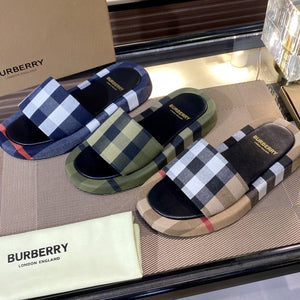 SE883 BUR Check Cotton Slides Size5-10