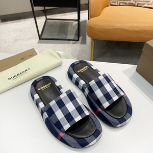 SE883 BUR Check Cotton Slides Size5-10