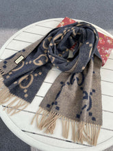 Load image into Gallery viewer, CLTH289 GG Cashmere Jacquard Scarf / 17.7&quot;W x 78.7&quot;L
