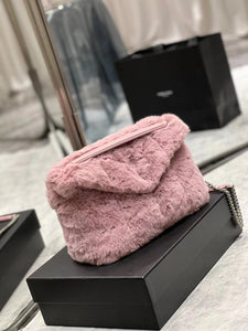 YSK192 Puffer Small Chain Bag in Quilted Shearling