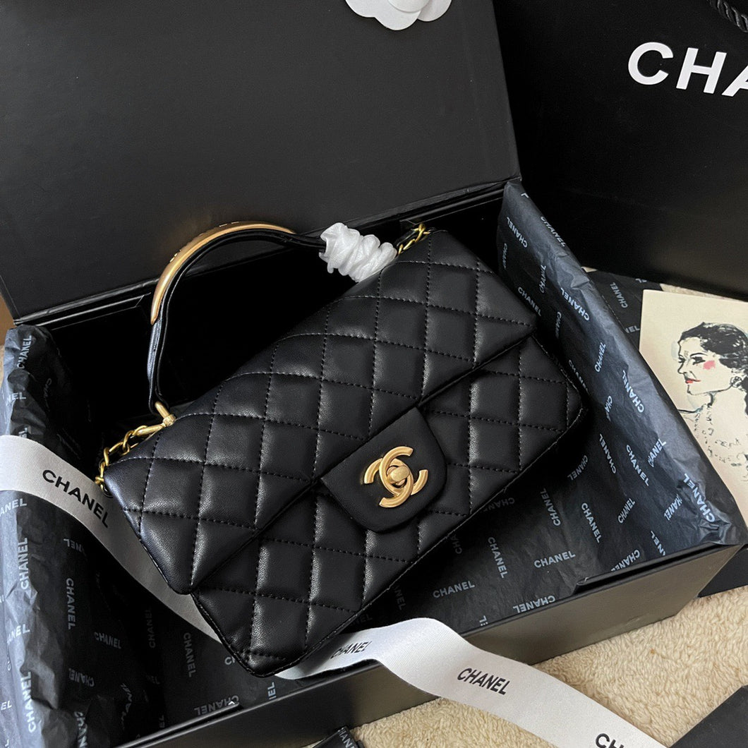 CC651 Mini Flap Bag with Top Handle /   4.7 × 7.8 × 2.3 in