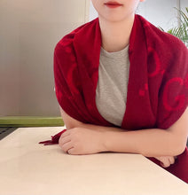 Load image into Gallery viewer, CLTH298 GG Cashmere Jacquard Scarf / 17.7&quot;W x 78.7&quot;L
